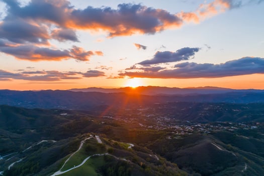 Majestic hillside sunset landscape aerial view photo