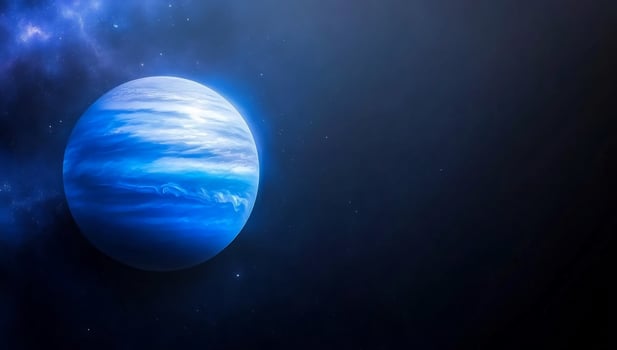 Blue planet in deep space abstract celestial body illustration photo