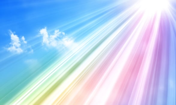 Radiant light burst from blue sky ethereal background photo