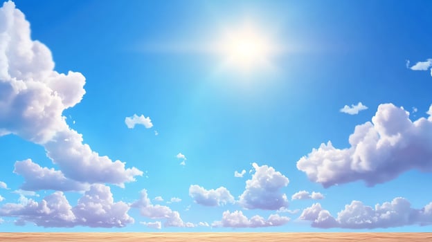 Open blue sky with clouds and sunlight landscape photo