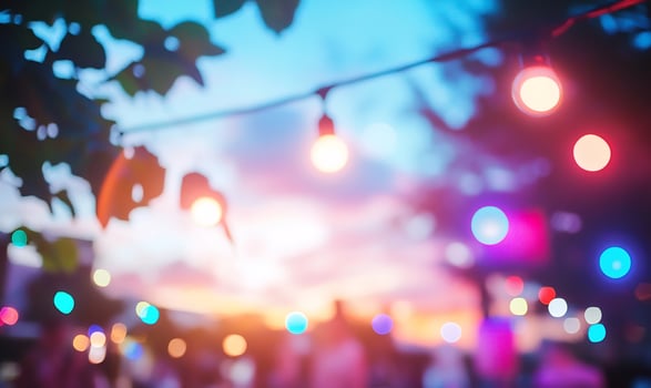 Blurred lights and bokeh evening sky outdoor background photo