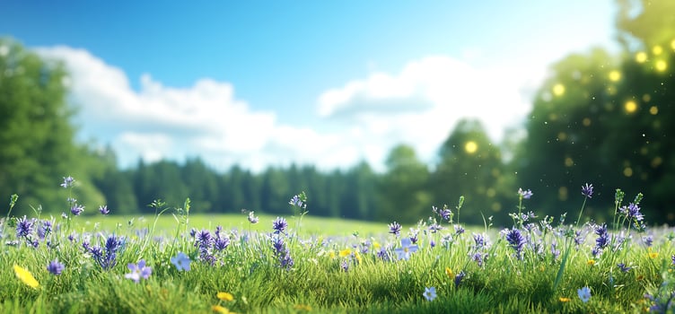 Tranquil meadow of wildflowers under a bright sky photo