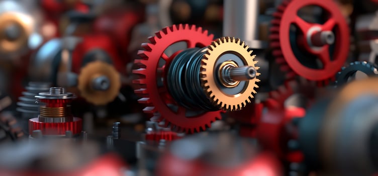 Intricate gears and springs in a mechanical system industrial design photo