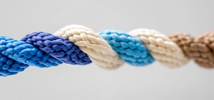 Colorful braided rope texture macro shot photo