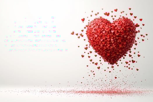 Heart Made of Small Red Hearts Floating in the Air During a Romantic Celebration or Festive Occasion photo