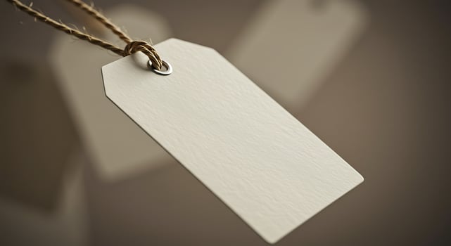 White blank price tag hanging on a string photo
