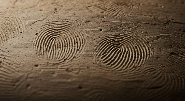 Detailed Fingerprint Impressions in Textured Clay. photo