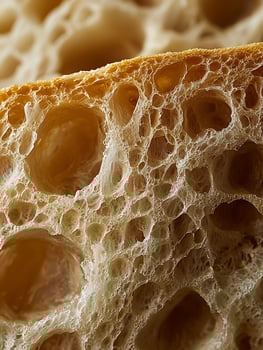 Golden Crust Bread Texture Macro Shot With Soft Focus Background. photo