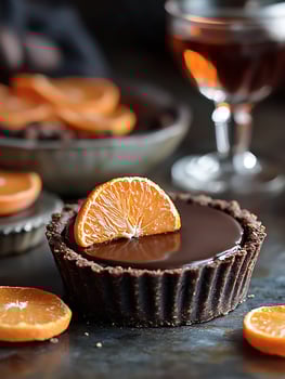 Rich Chocolate Orange Tart With A Hint Of Brandy. photo