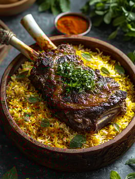 Hearty Lamb Shank Biryani A Feast for the Senses. photo