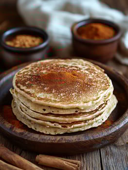 Delicious Stack of Cinnamon Pancakes with Cozy Autumn Feel. photo