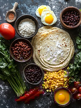 Fresh ingredients for making delicious homemade burritos and tacos. photo