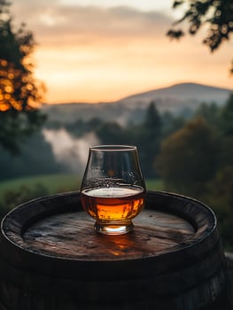 Whiskey Sunset Cheers A Moment of Tranquility with a Natural View. photo