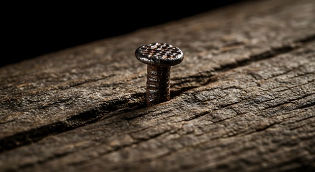 Rusty Nail in Weathered Wood photo