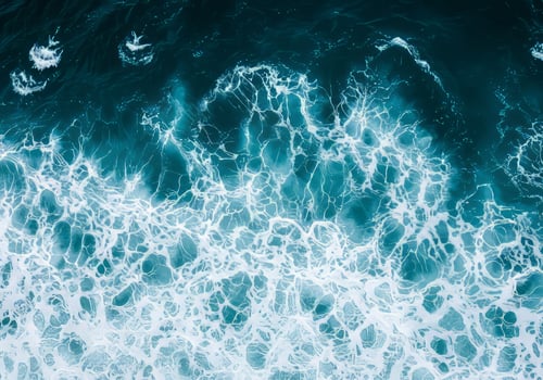 Aerial View of Ocean Waves Teal and White Abstract photo
