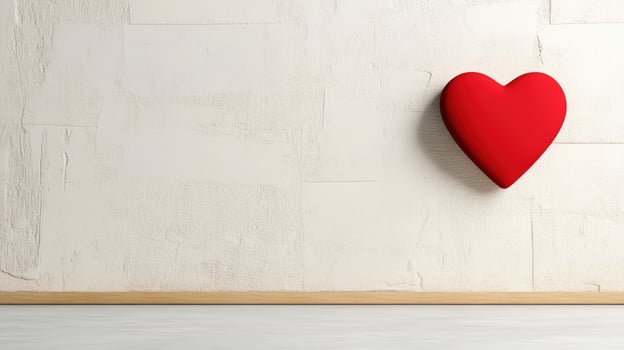 Red heart decoration wall art minimalist design love symbol interior decor modern style home photo