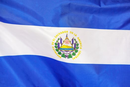 Flag of El Salvador waving in the wind photo