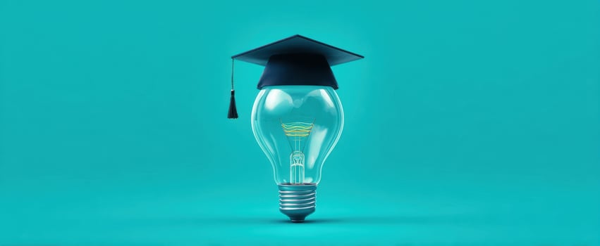 The Lightbulb Wearing a Graduation Cap Symbolizing Innovative Education photo