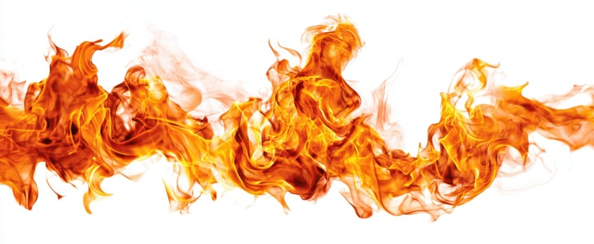 The Dance of Flames Creating an Abstract Fiery Wave on White Background photo