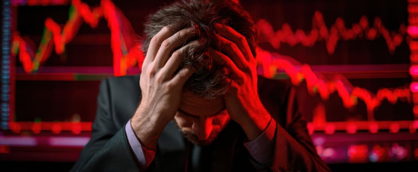 The businessman experiencing stress and anxiety in a financial crisis. photo