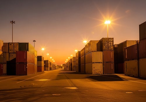 Golden Hour at the Shipping Container Yard photo