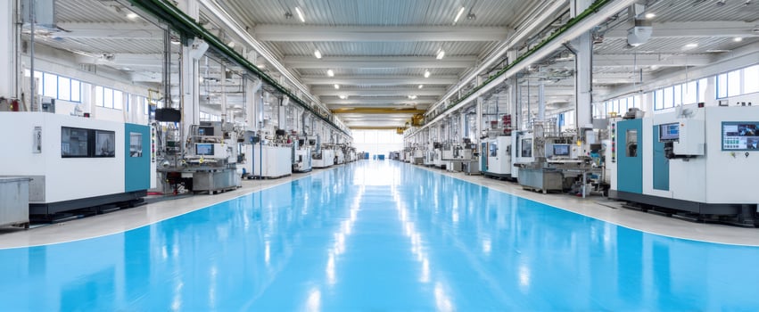 The modern manufacturing facility showcasing advanced machinery and clean industrial design. photo