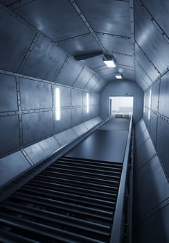 Industrial Conveyor Belt System, Package Transport Tunnel photo