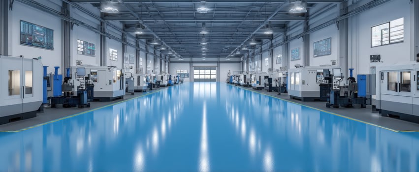 The modern manufacturing facility showcasing advanced machinery and sleek design. photo