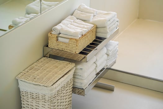 Modern white bathroom sink. Interior of bathroom. photo