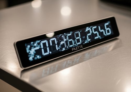 Modern Digital Clock Display on Table photo