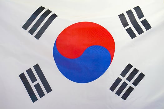 Flag of South Korea. Flag of South Korea waving in the wind. photo