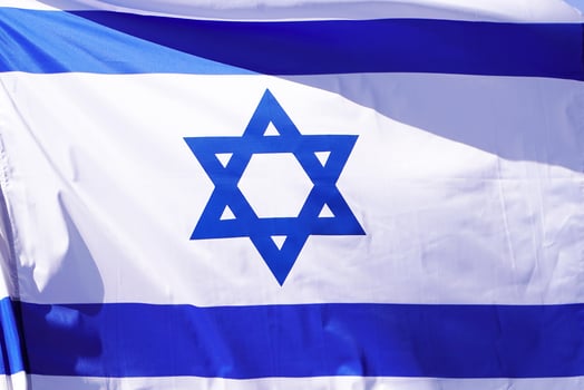 Flag of Israel. Flag of Israel waving in the wind. photo