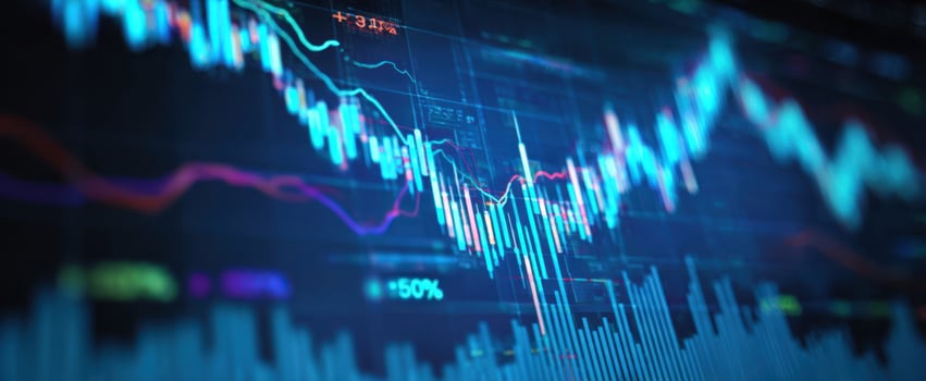 The digital financial market chart illustrating dynamic trading trends and data analysis. photo