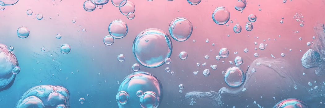 Colorful abstract bubbles creating a dreamy underwater scene in vibrant pink and blue hues. photo