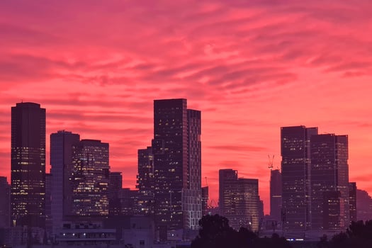 Sunset over Tel Aviv, Israel photo