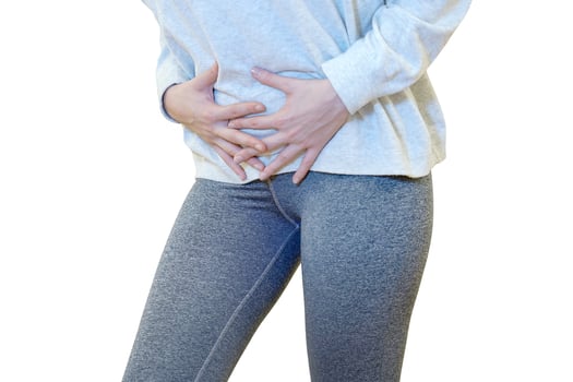 Pain in the abdomen of a girl photo