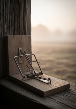Rustic Wooden Mousetrap on Windowsill photo
