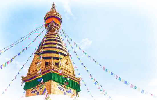 Stupa in the Swayambhunath Monkey temple, Kathmandu, Nepal photo