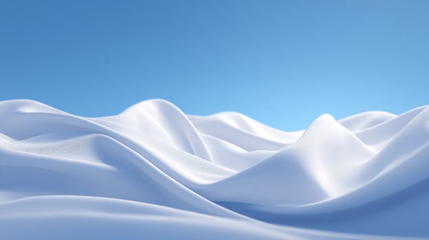 Abstract white fabric waves against light blue background with smooth curves. photo