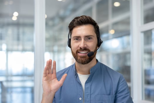 Customer service representative with headset photo