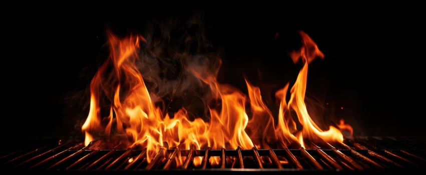 The mesmerizing flames dance over the grill creating an intense atmosphere. photo