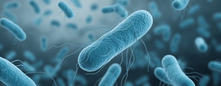 Close-up of blue bacteria in an abstract background, showcasing cellular structures and movements. photo