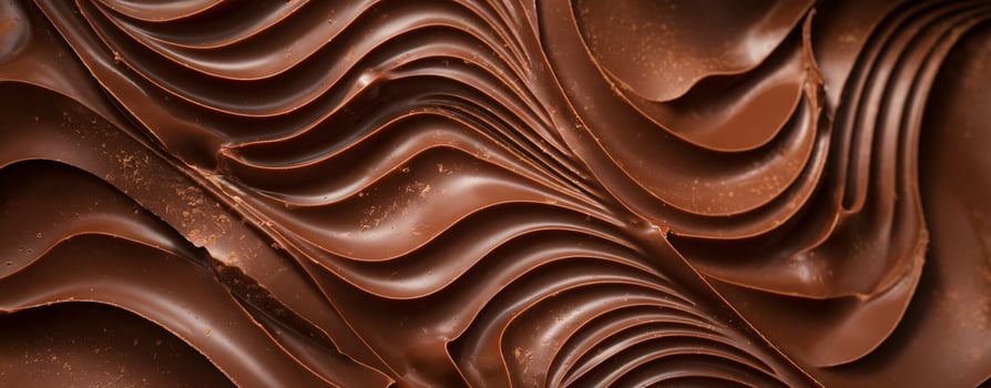 Close-up of rich, smooth chocolate swirls creating an inviting and luscious texture. photo