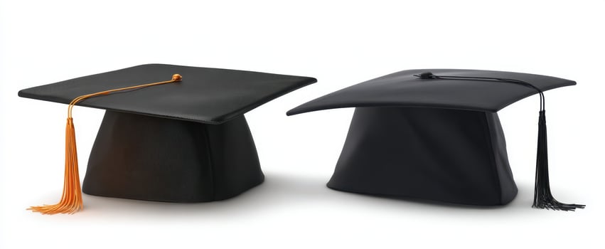 The graduation caps symbolizing academic achievement and celebration of success. photo