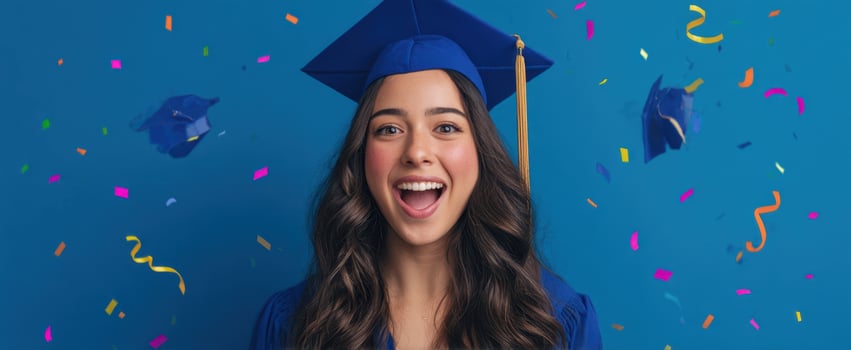 The joyful graduate celebrating her achievement with a big smile. photo