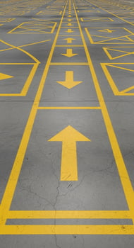 Yellow Arrows Directional Parking Lot Lines photo