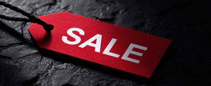 The Sale Tag on a Black Background Highlighting Discount Offers photo
