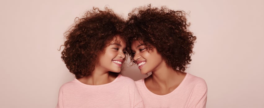 The joyful connection between two sisters radiating happiness and love. photo
