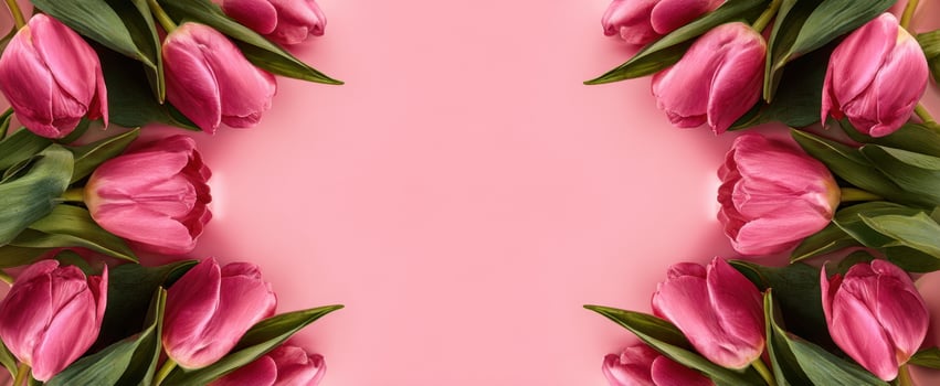 The vibrant tulips arranged beautifully on a soft pink background photo