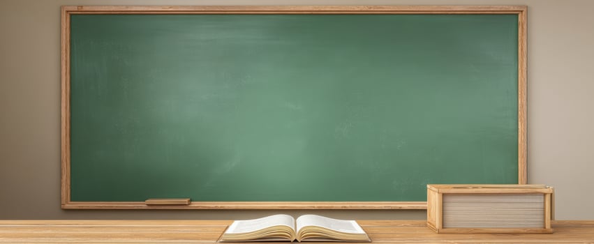 The empty chalkboard awaiting lessons and inspiration for eager students. photo